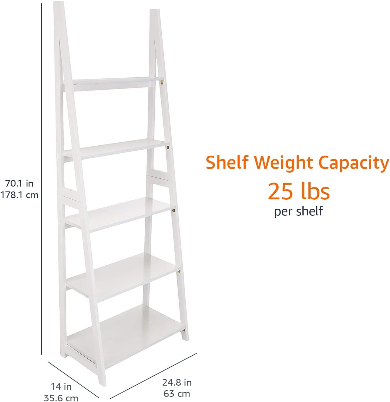 Basics ladder bookshelf review 5 tier white